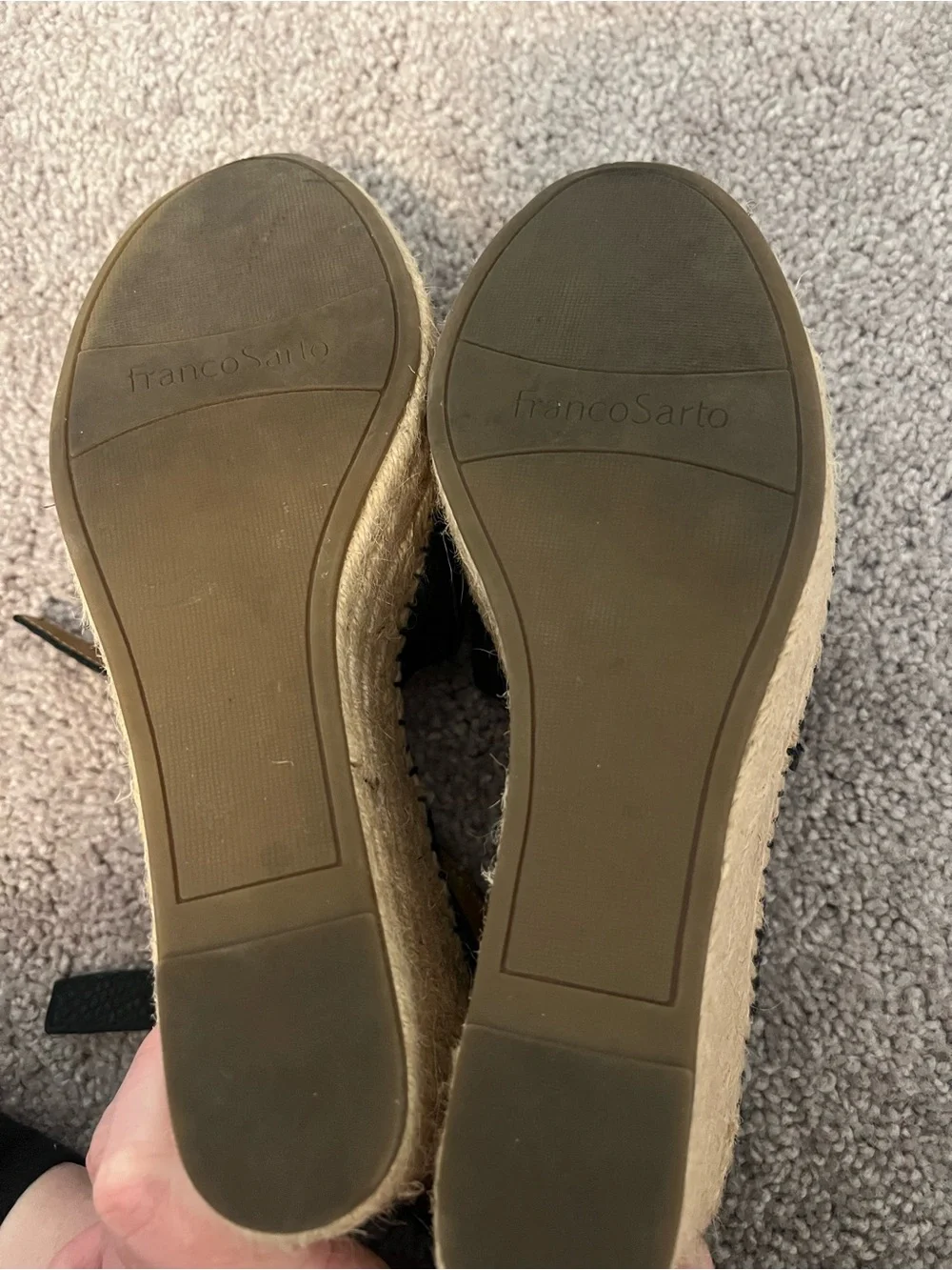 Franco Sarto Black Espadrille Wedge Sandals